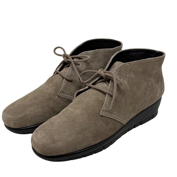 Aerosoles Landlock Taupe Suede Memory Foam 8M Suede Leather Womens Ankle Boot 8M - Picture 2 of 11